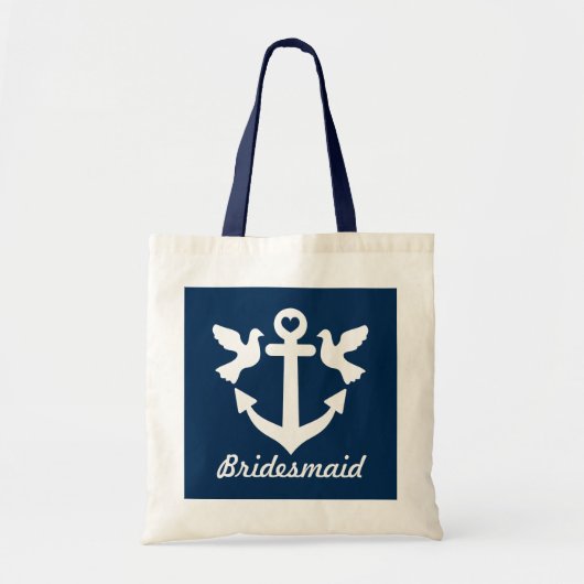 Trouwtas met nautisch anker en witte duiven tote bag (Voorkant)