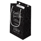Trouwtas nog lang en gelukkig na Black Damask Klein Cadeauzakje (Achterkant Gekanteld)