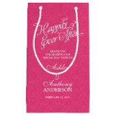 Trouwtas nog lang en gelukkig na roze witte kant klein cadeauzakje (Voorkant)