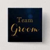 Trouwteam Bruidegom Goud Vierkante Button 5,1 Cm (Voorkant)