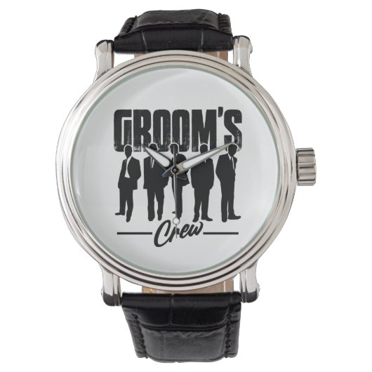 Trouwteam Bruidegom Uitstapje Bruidsjonkers Cadeau Horloge (Voorkant)