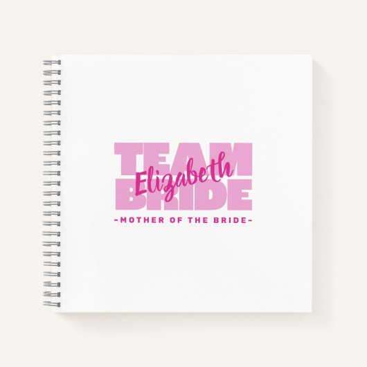 Trouwteam Moeder van de Bruid Naam Retro Roze Notitieboek (Voorkant)