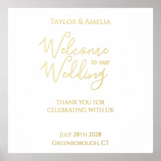 Trouwteken Elegant Script Echt Goud Folie Folie Afdrukken (Voorkant)