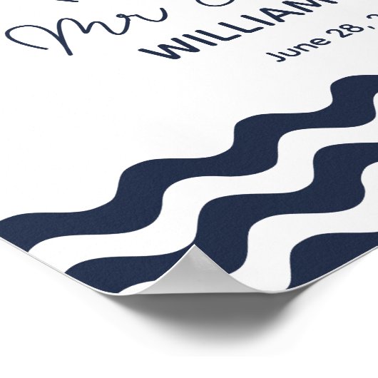 Trouwteken Nautical marineblauw Laat een notitie a Poster (Hoek)