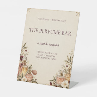Trouwteken voor vintage parfumeriebar reclamebord met voetstuk