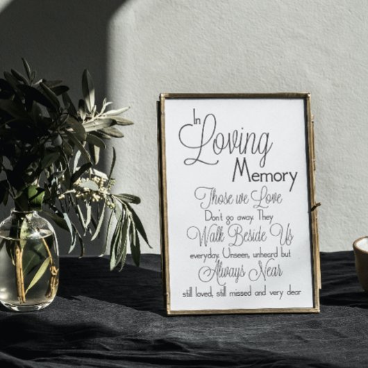 Trouwtekst bord 'In Loving Memory' Poster