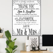Trouwtekst bord zwart & wit Bedankt Poster (Thuiskantoor)