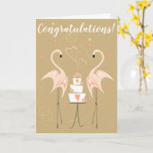 Trouwtekst met felicitaties voor Flamingo Bruiloft Kaart (Gele Bloem)