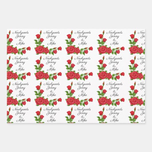 Trouwtekst personaliseren 3 teksten uw tekst rode  inpakpapier vel (Voorkant)