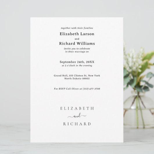 Trouwtekst sjabloon kaart (Staand voorkant)