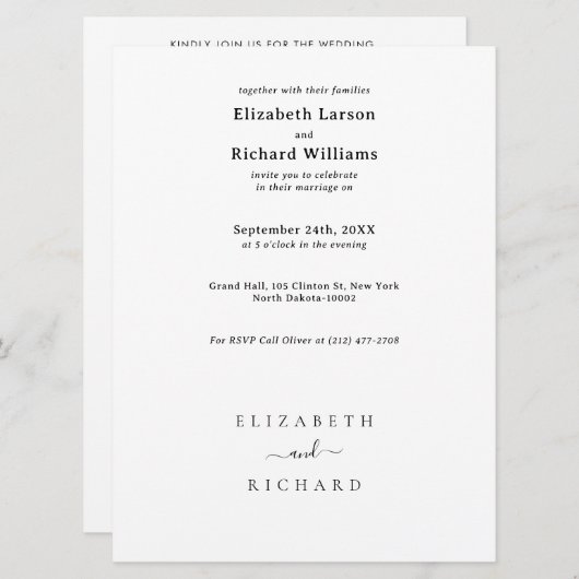 Trouwtekst sjabloon kaart (Voorkant / Achterkant)