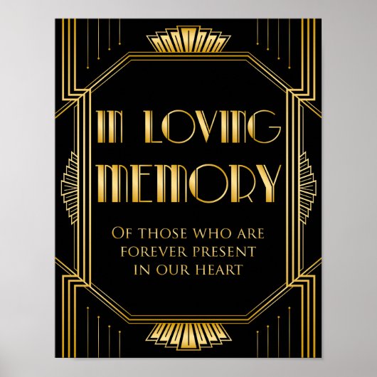 Trouwtekst 'Ter Herinnering Aan' | Gatsby Art Deco Poster (Voorkant)