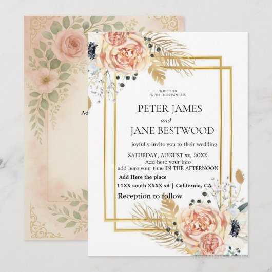 Trouwtemplate eenvoudig  kaart (Voorkant / Achterkant)