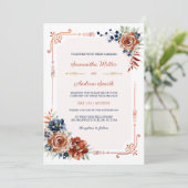 Trouwtemplate in Navyblauw en Oranje-Goud Kaart (Staand voorkant)