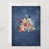 Trouwtemplate in Navyblauw en Oranje-Goud Kaart (Achterkant)