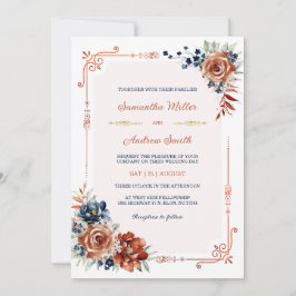 Trouwtemplate in Navyblauw en Oranjegeel Kaart
