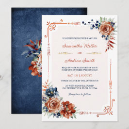 Trouwtemplate in Navyblauw en Oranjegeel Kaart