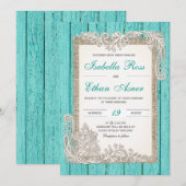 Trouwtemplate met vintage turquoise kaart (Voorkant / Achterkant)
