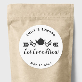 Trouwthee Favor 'Laat Liefde Brouwen' Ronde Sticker