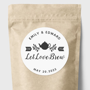 Trouwthee Favor 'Laat Liefde Brouwen' Ronde Sticker