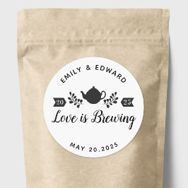 Trouwthee Favoriet 'Liefde is aan het Bruisen' Ronde Sticker