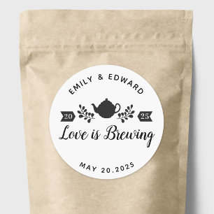 Trouwthee Favoriet 'Liefde is aan het Bruisen' Ronde Sticker