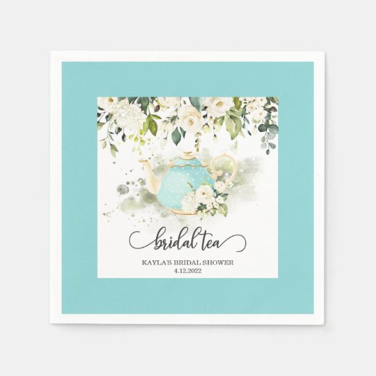 Trouwthee Feest Servet - Blauwe Rand WC op Maat (Voorkant)