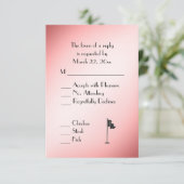 Trouwthema Golf Roze RSVP met menu selectie (Staand voorkant)