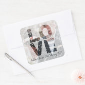 Trouwthema LOVE Transparante Overlay Foto Vierkante Sticker (Envelop)