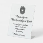 Trouwthumbprint gastenboek voor receptie tafel reclamebord met voetstuk (Voorkant)