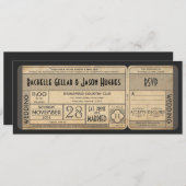 Trouwticket uitnodiging vintage met RSVP II (Voorkant / Achterkant)