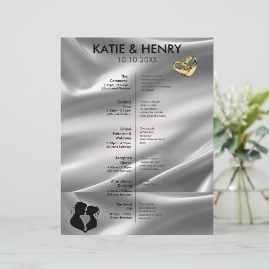 Trouwtijdlijn Ivory Silk Effect bewerkbaar (Staand voorkant)