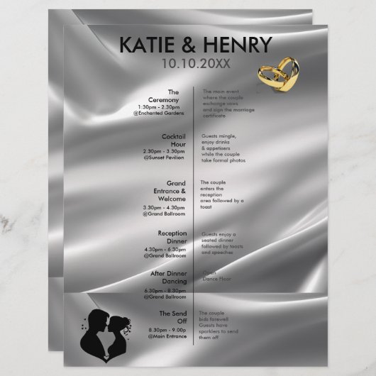 Trouwtijdlijn Ivory Silk Effect bewerkbaar (Voorkant / Achterkant)