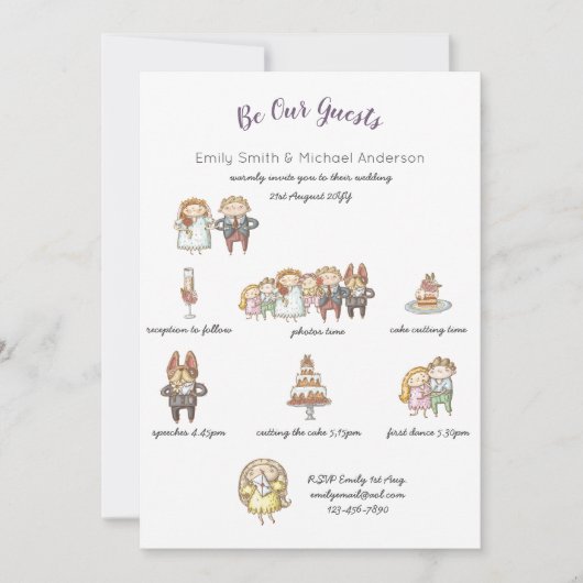 Trouwtijdlijn Klad Kunst Uitnodigingen met Fantasi (Voorkant)