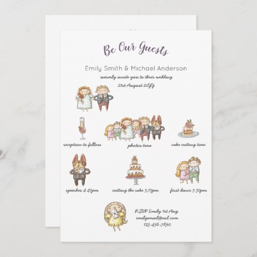 Trouwtijdlijn Klad Kunst Uitnodigingen met Fantasi (Voorkant / Achterkant)