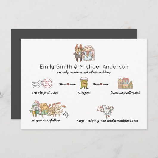 Trouwtijdlijn Uitnodiging Programma Datum Vrijhoud (Voorkant / Achterkant)