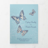 Trouwtinten blauw vlinders all-in-one drieluik uitnodiging (Cover)