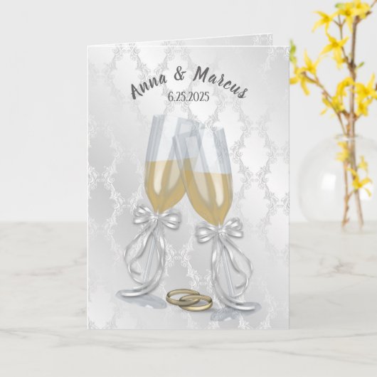 Trouwtoast met ringen kaart (Gele Bloem)