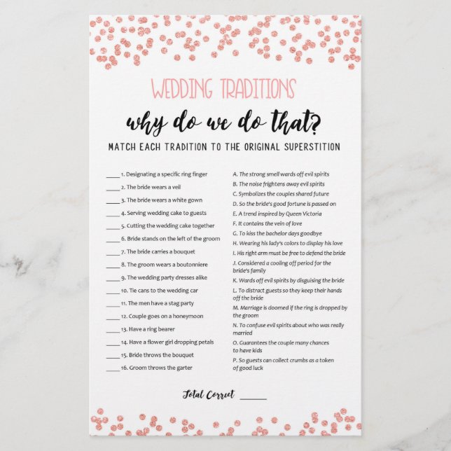 Trouwtradities spel met antwoorden (Voorkant)