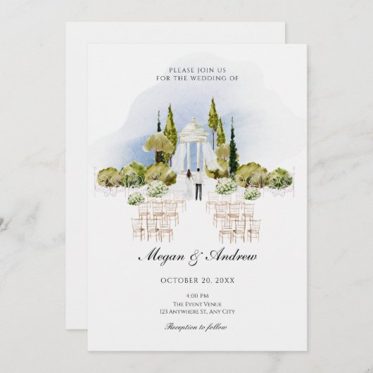 Trouwtuin decoratie Uitnodiging (Voorkant / Achterkant)