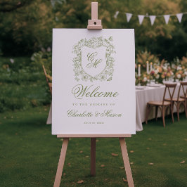 Trouwtuin Salie Groene Monogram Verwelkomingsbord Poster