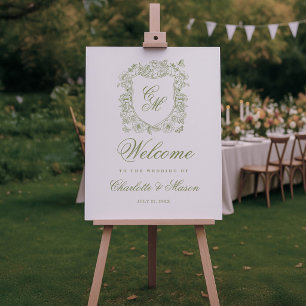 Trouwtuin Salie Groene Monogram Verwelkomingsbord Poster