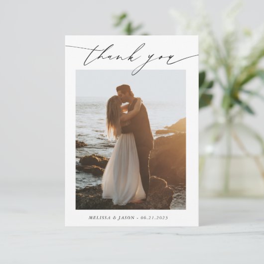 Trouwtypografie Foto Dank u kaart (Staand voorkant)