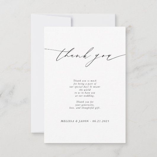 Trouwtypografie Foto Dank u kaart (Achterkant)