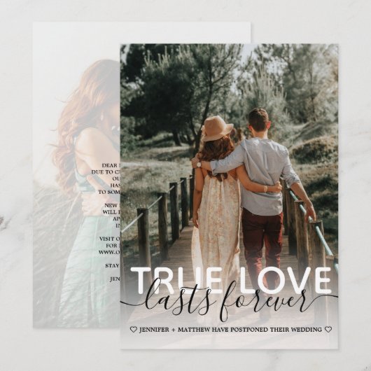 Trouwtypografie Foto met Uitstel van Echte Liefde Aankondiging (Voorkant / Achterkant)
