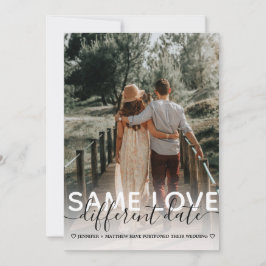 Trouwtypografie Foto 'Same Love Different Date' Aankondiging