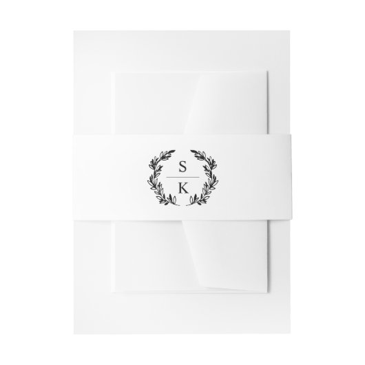Trouwtypografie Lauwerkrans Monogram Uitnodigingen Wikkel (Voorkant Voorbeeld)