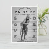 Trouwtypografie Lettering Aangepaste foto Huwelijk Save The Date (Staand voorkant)