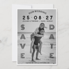 Trouwtypografie Lettering Aangepaste foto Huwelijk Save The Date