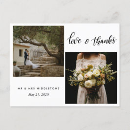 Trouwtypografie Liefde & Bedankt | Twee foto's Briefkaart